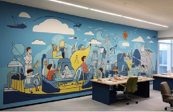 桑植办公室墙绘的特点。