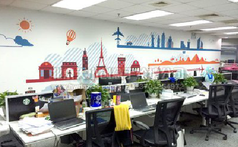 桑植教你设计办公室墙绘的方法。