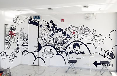 桑植手绘墙并非传统涂鸦。